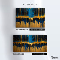 Cuadros Decorativos Canvas Revolution | Gotas Azul Doradas | Formatos