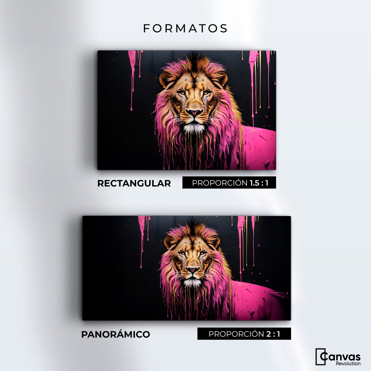 Cuadros Decorativos Canvas Revolution | Leon Rosa Vibrante | Formatos