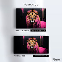 Cuadros Decorativos Canvas Revolution | Leon Rosa Vibrante | Formatos