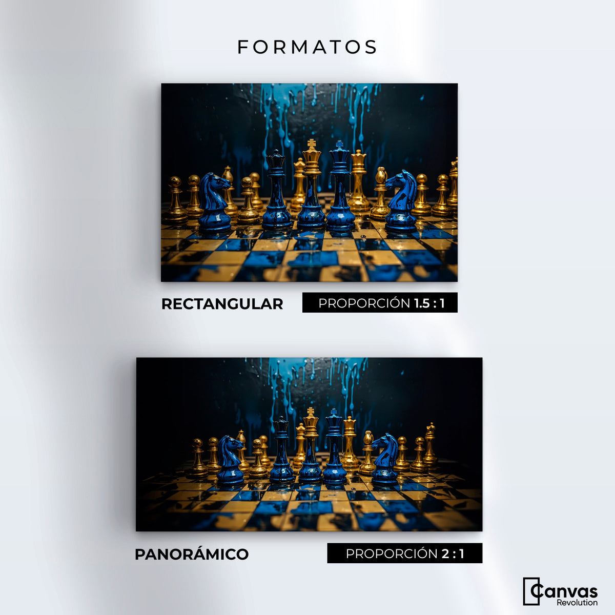 Cuadros Decorativos Canvas Revolution | Majestad Azul Oro | Formatos