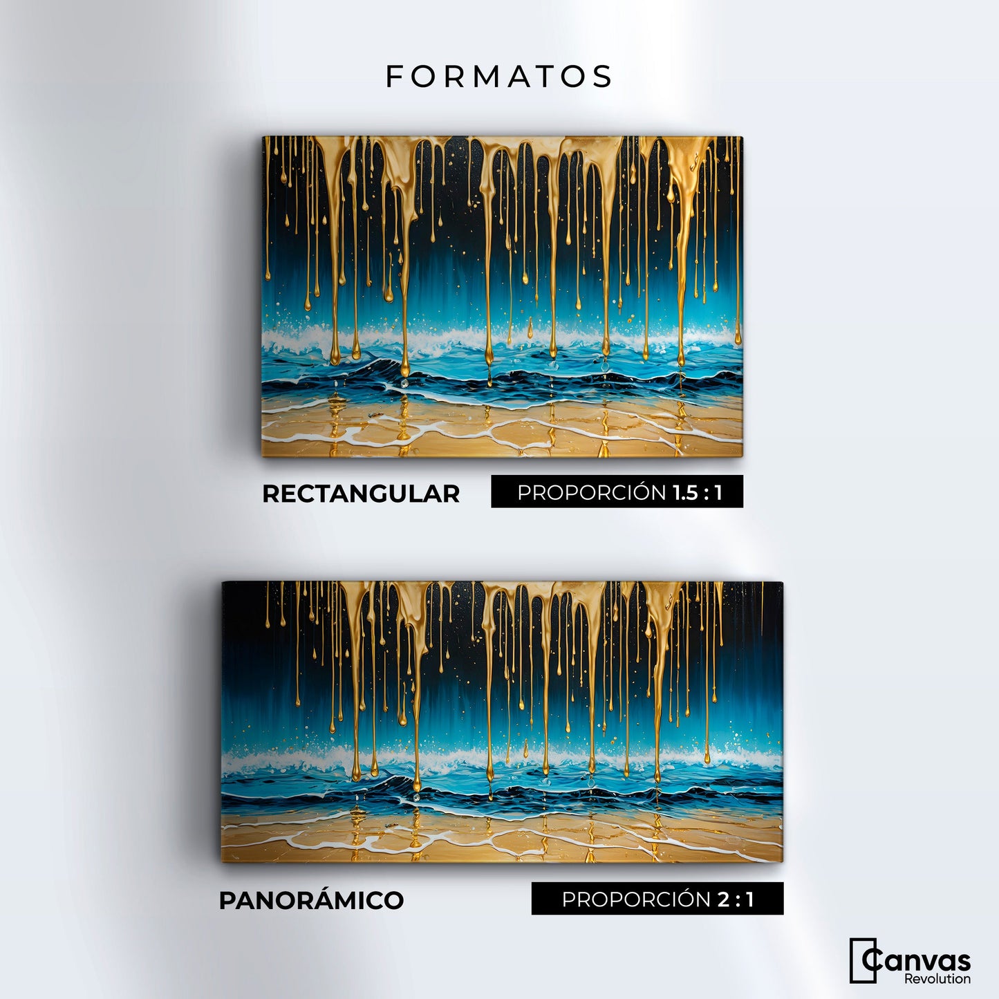 Cuadros Decorativos Canvas Revolution | Mar Nocturno Dorado | Formatos