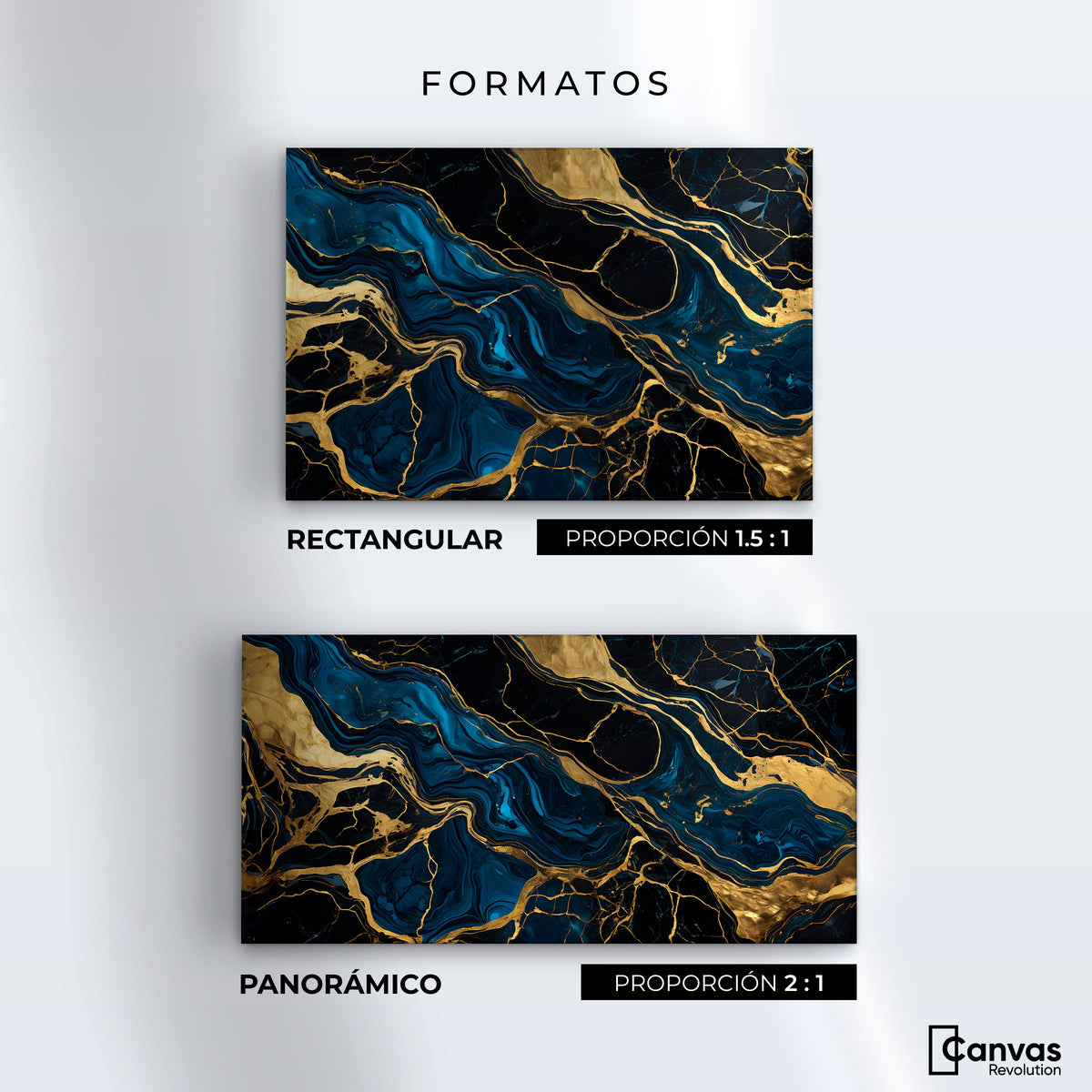 Cuadros Decorativos Canvas Revolution | Marmol Azul Oro | Formatos