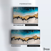 Cuadros Decorativos Canvas Revolution | Olas Azul Doradas | Formatos
