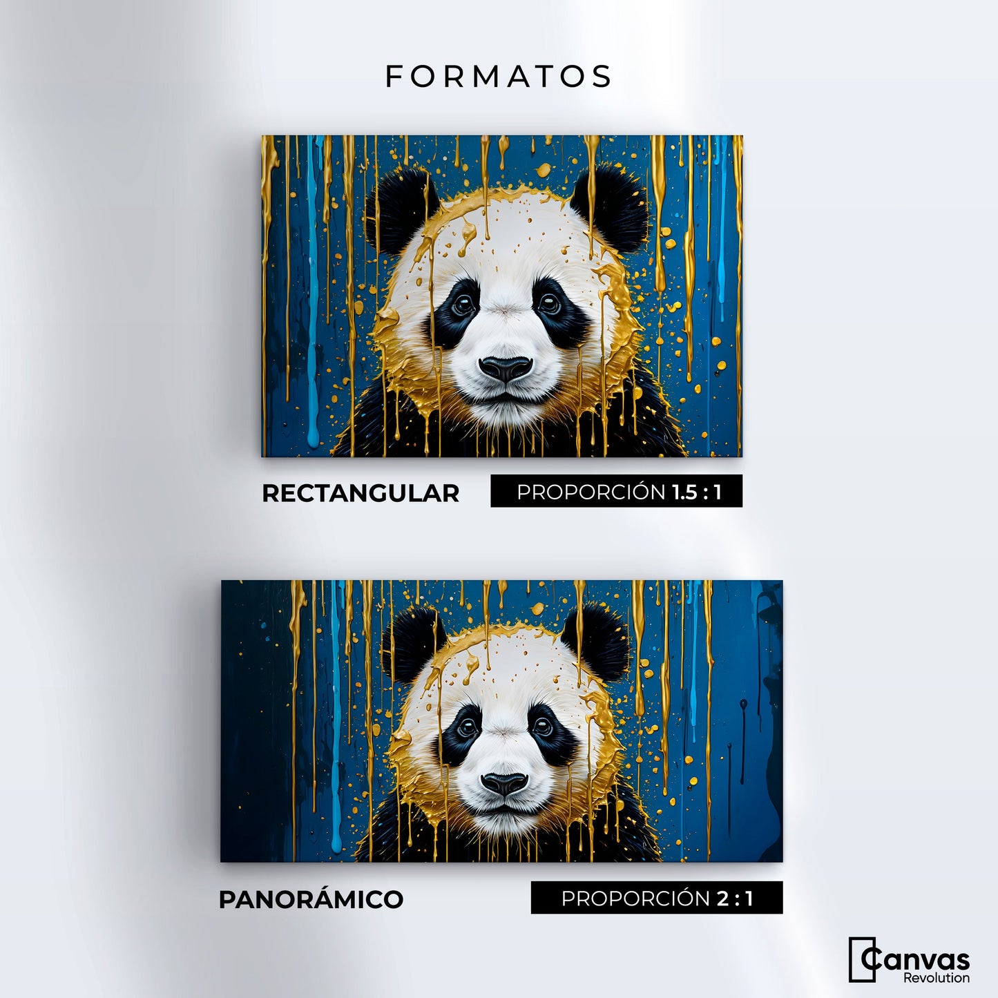 Cuadros Decorativos Canvas Revolution | Panda Lluvia Azul | Formatos