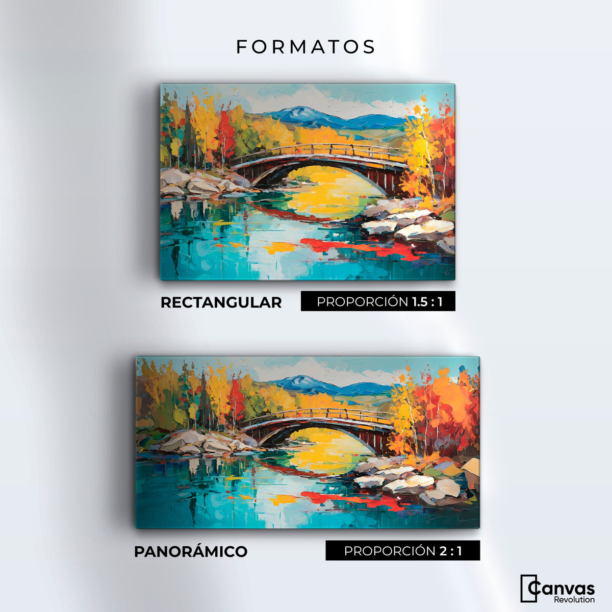 Cuadros Decorativos Canvas Revolution | Puente Otonal Aureo | Formatos
