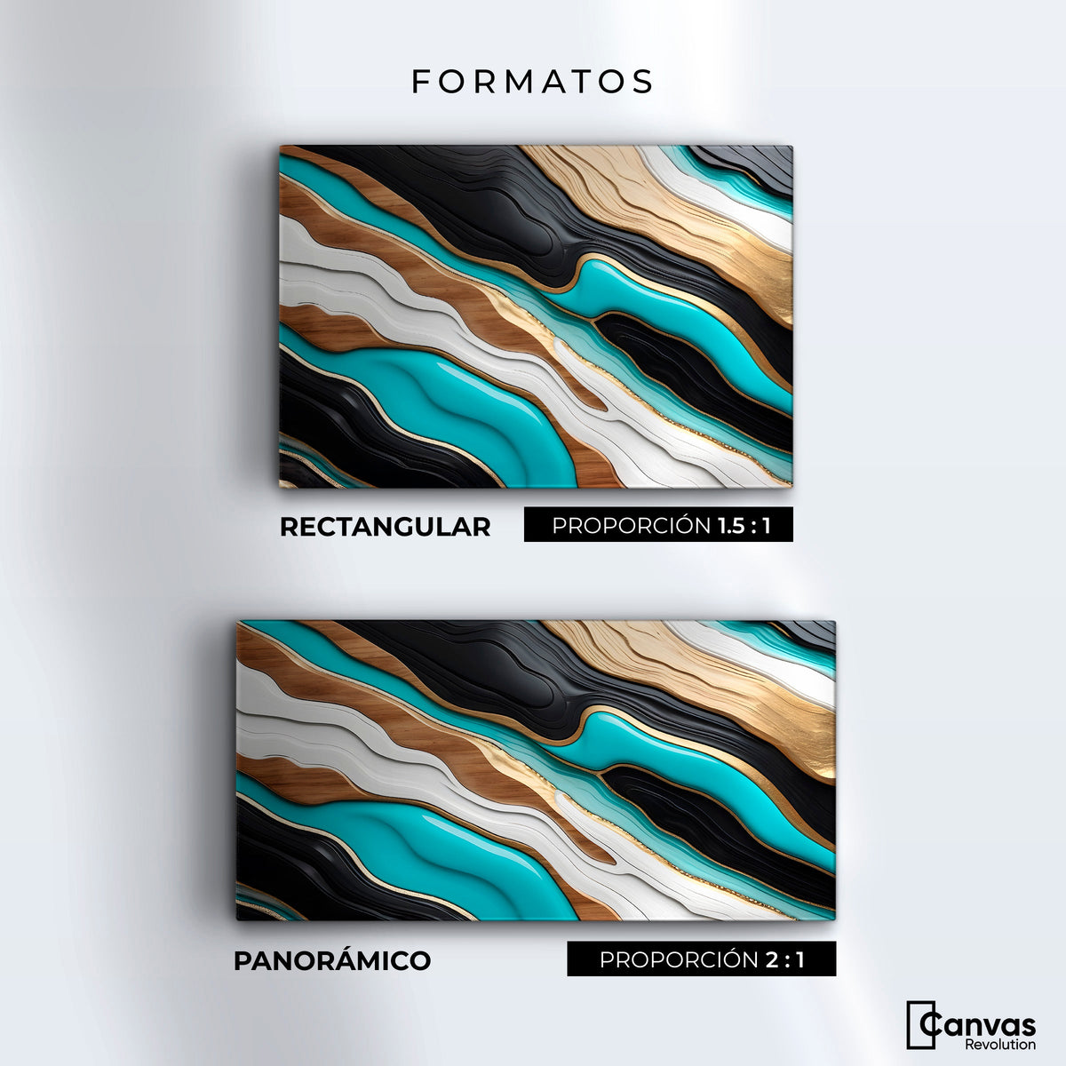 Cuadros Decorativos Canvas Revolution | Rio Oro Turquesa | Formatos