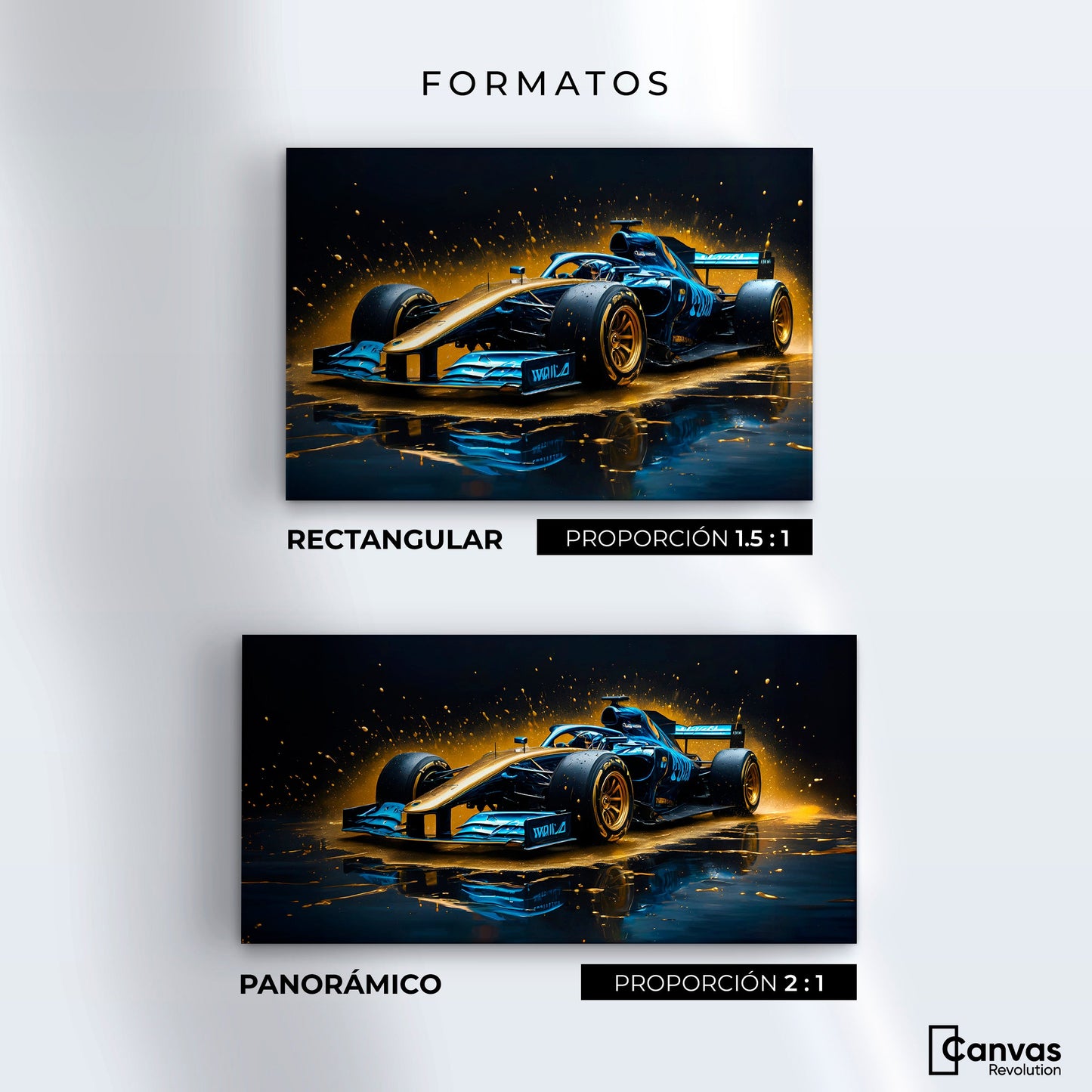 Cuadros Decorativos Canvas Revolution | Velocidad Azul Oro | Formatos