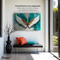 Cuadros Decorativos Canvas Revolution | Alas Angel Aqua | Montaje1