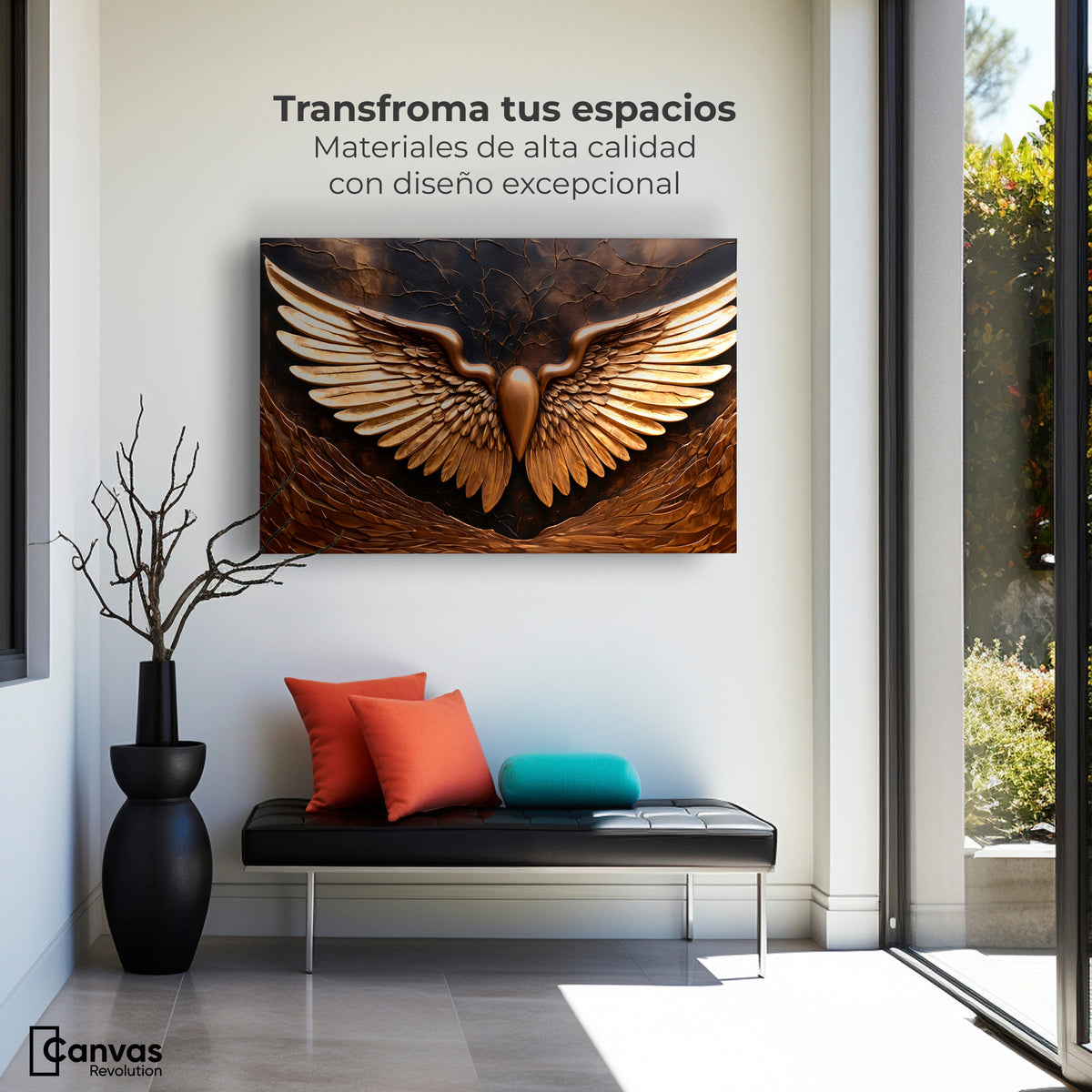 Cuadros Decorativos Canvas Revolution | Alas Angel Cobre | Montaje1
