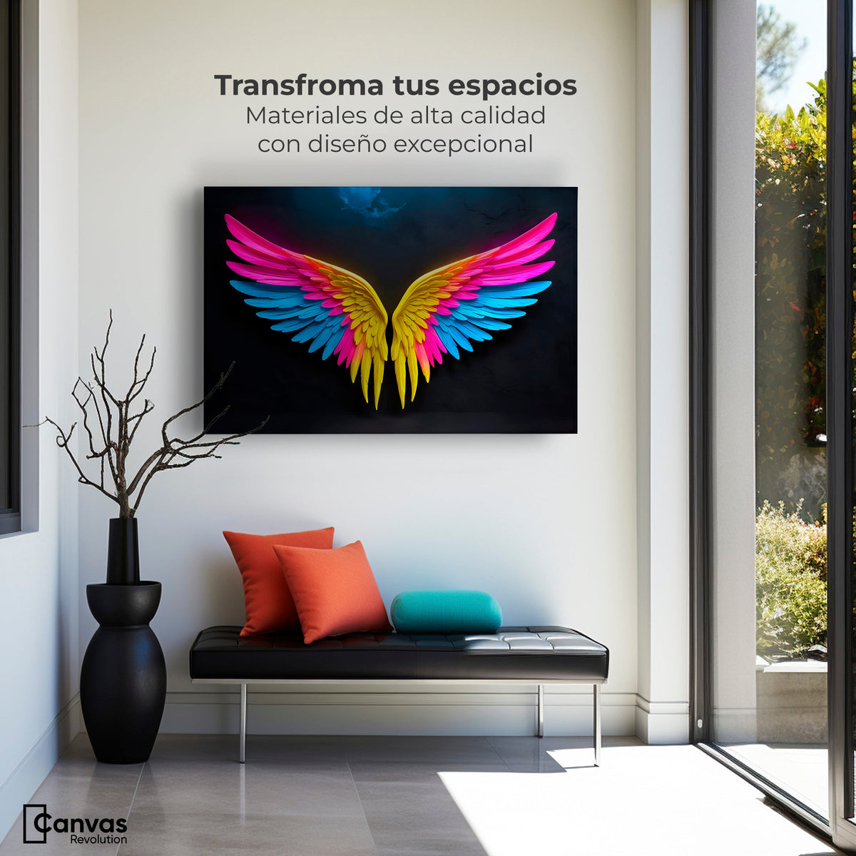 Cuadros Decorativos Canvas Revolution | Alas Angel Neon | Montaje1