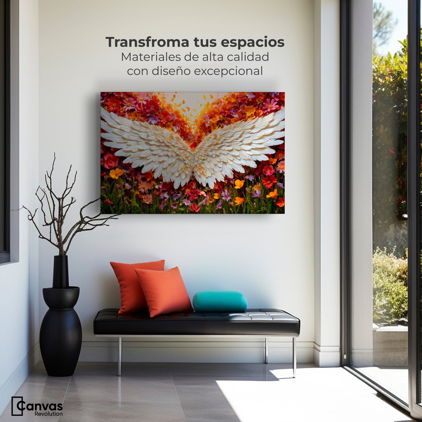 Cuadros Decorativos Canvas Revolution | Alas En Flores | Montaje1