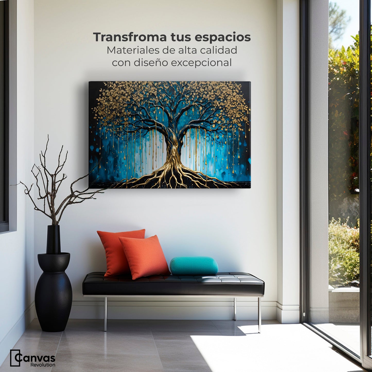 Cuadros Decorativos Canvas Revolution | Arbol Alma Dorada | Montaje1