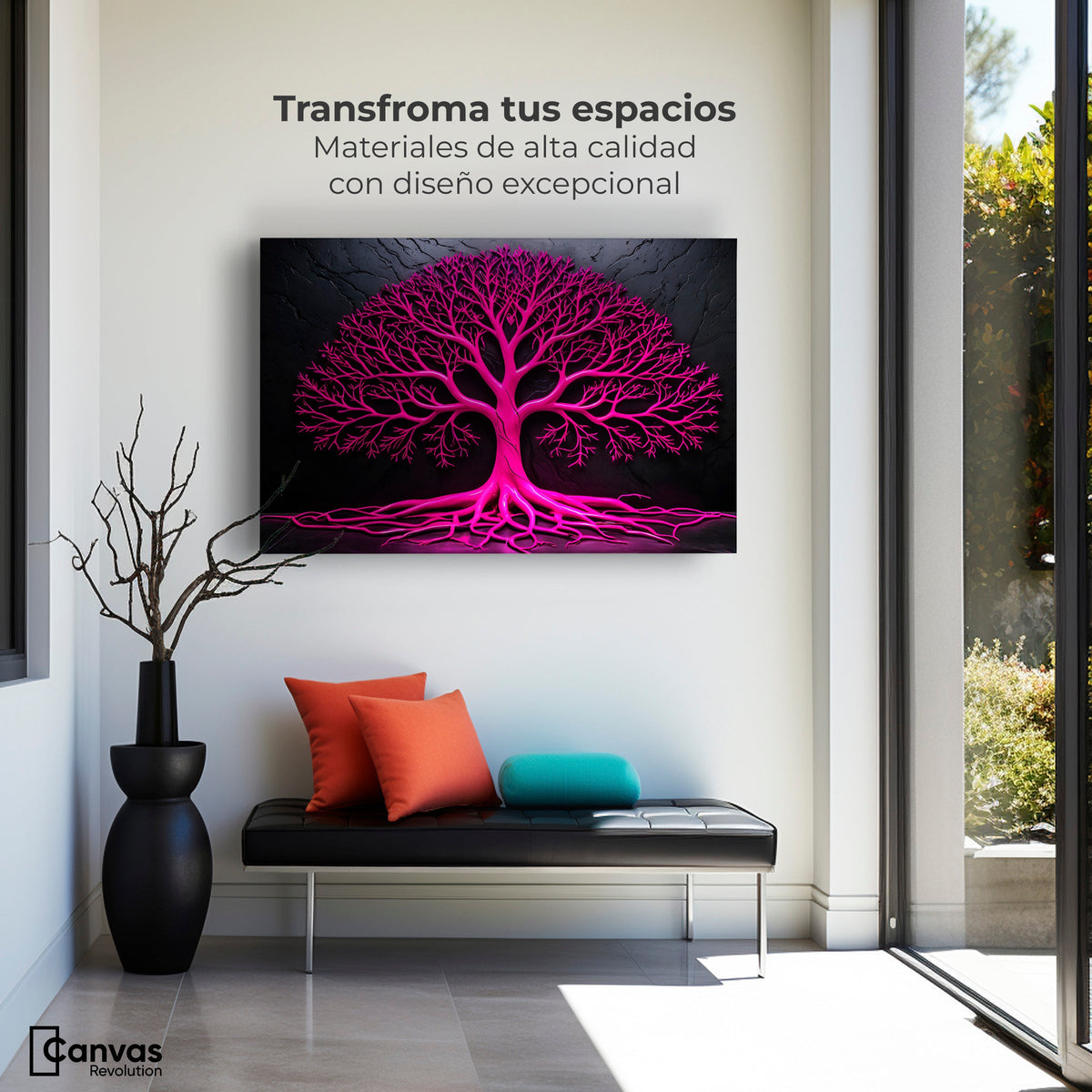 Cuadros Decorativos Canvas Revolution | Arbol Vida Rosa | Montaje1