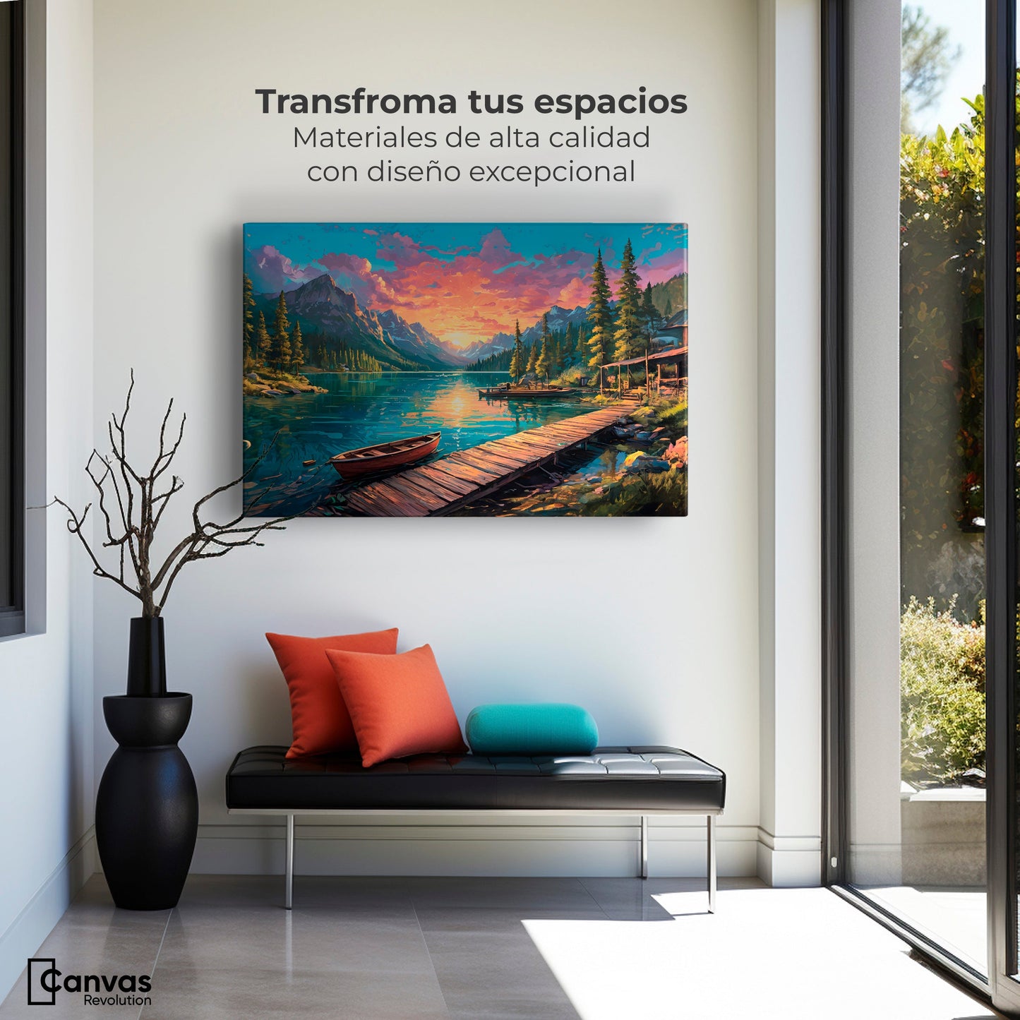 Cuadros Decorativos Canvas Revolution | Atardecer Brillante | Montaje1