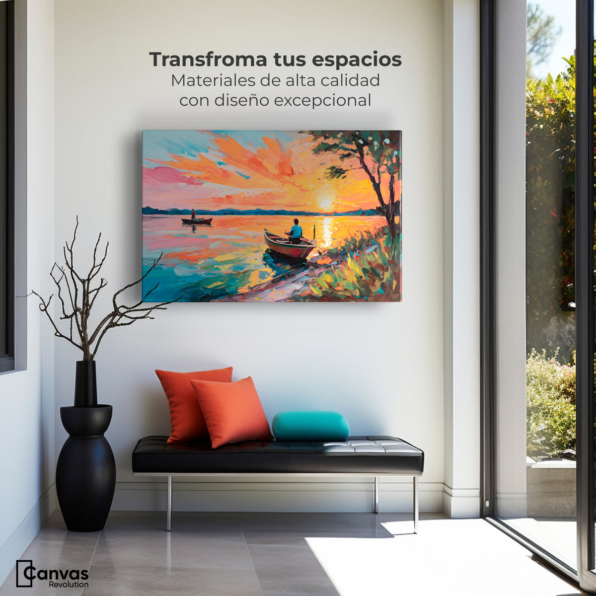 Cuadros Decorativos Canvas Revolution | Atardecer Lago | Montaje1