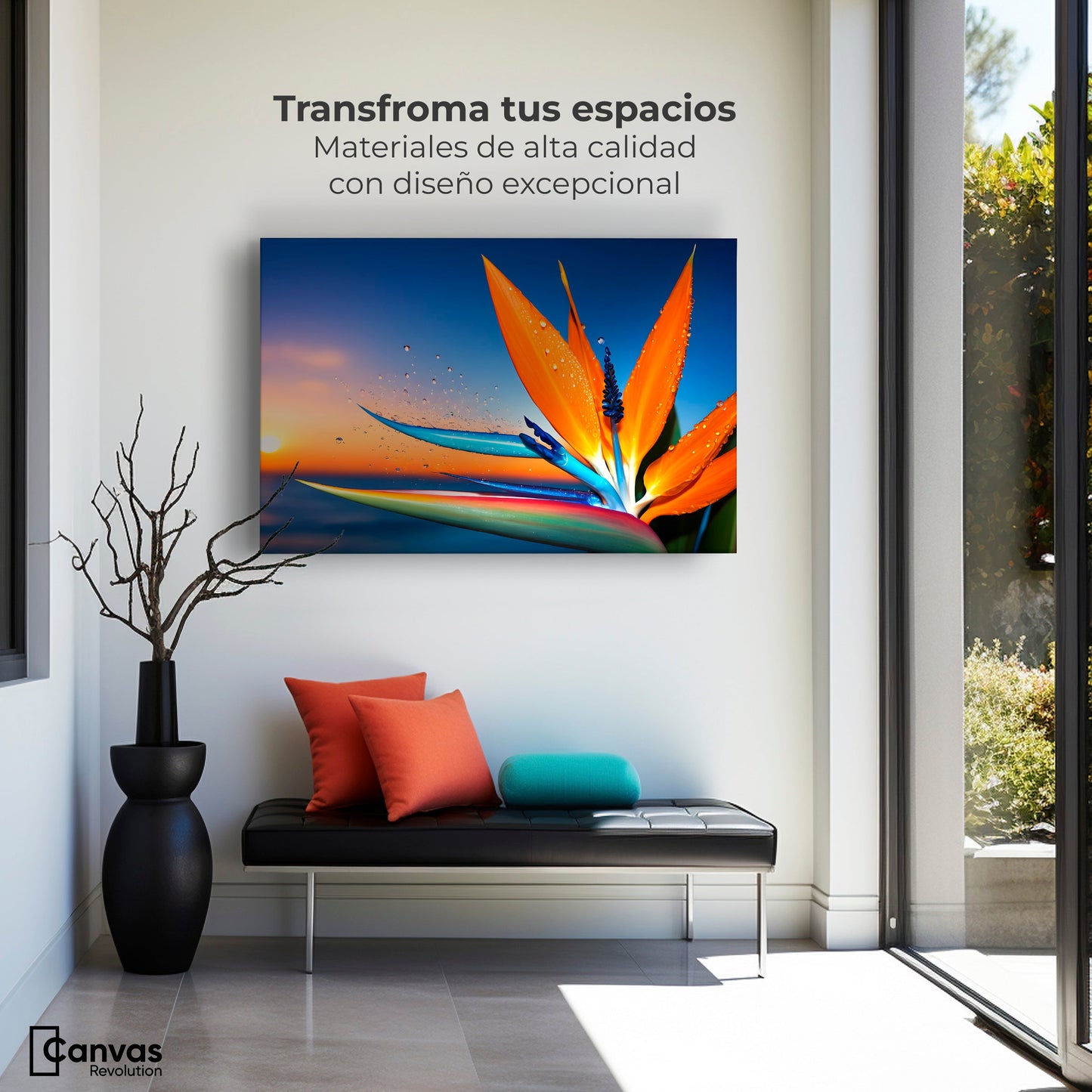 Cuadros Decorativos Canvas Revolution | Ave De Paraiso Vivo | Montaje1