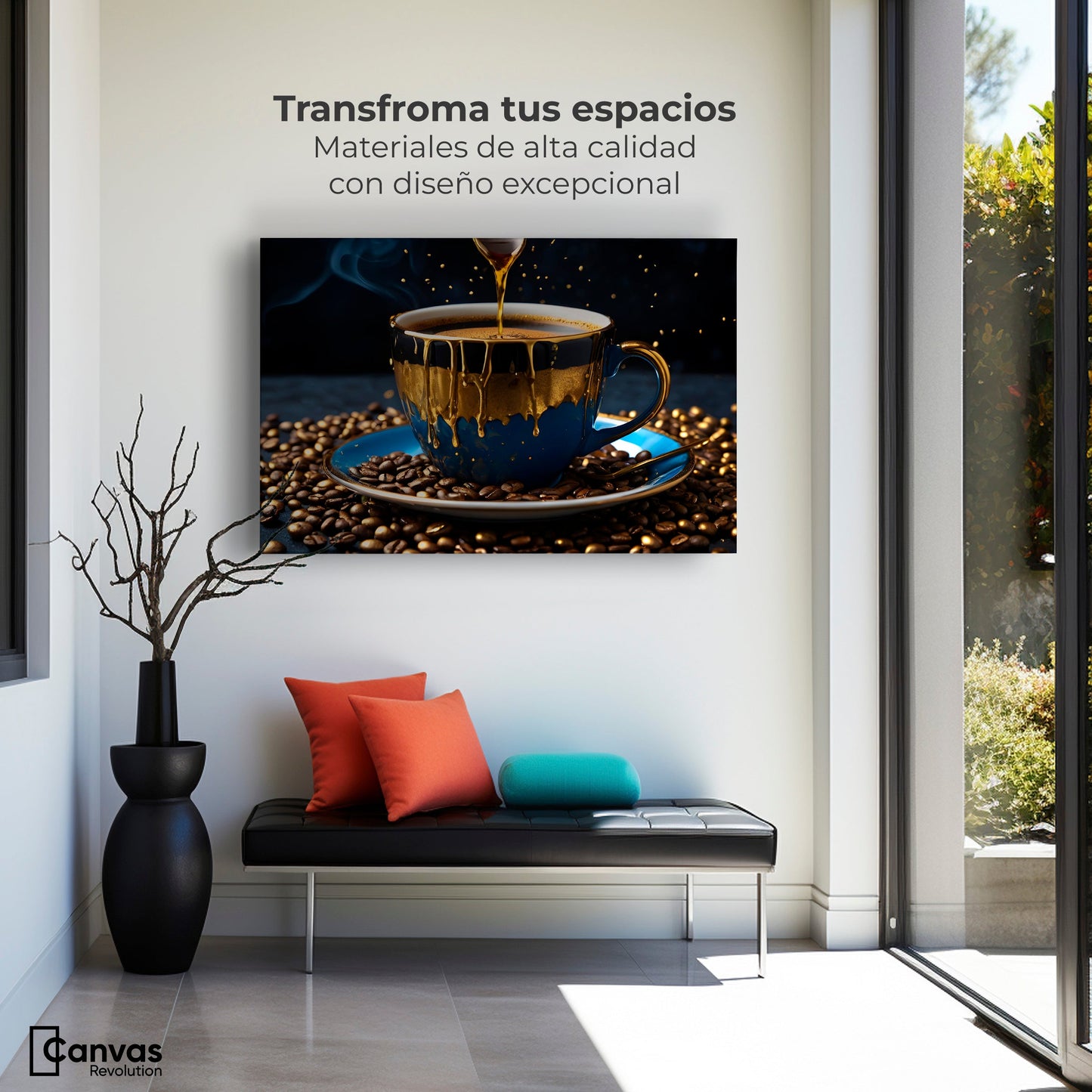 Cuadros Decorativos Canvas Revolution | Cafe Azul Zafiro | Montaje1