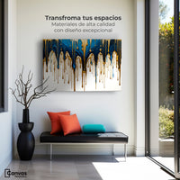 Cuadros Decorativos Canvas Revolution | Cascada Azul Dorado | Montaje1