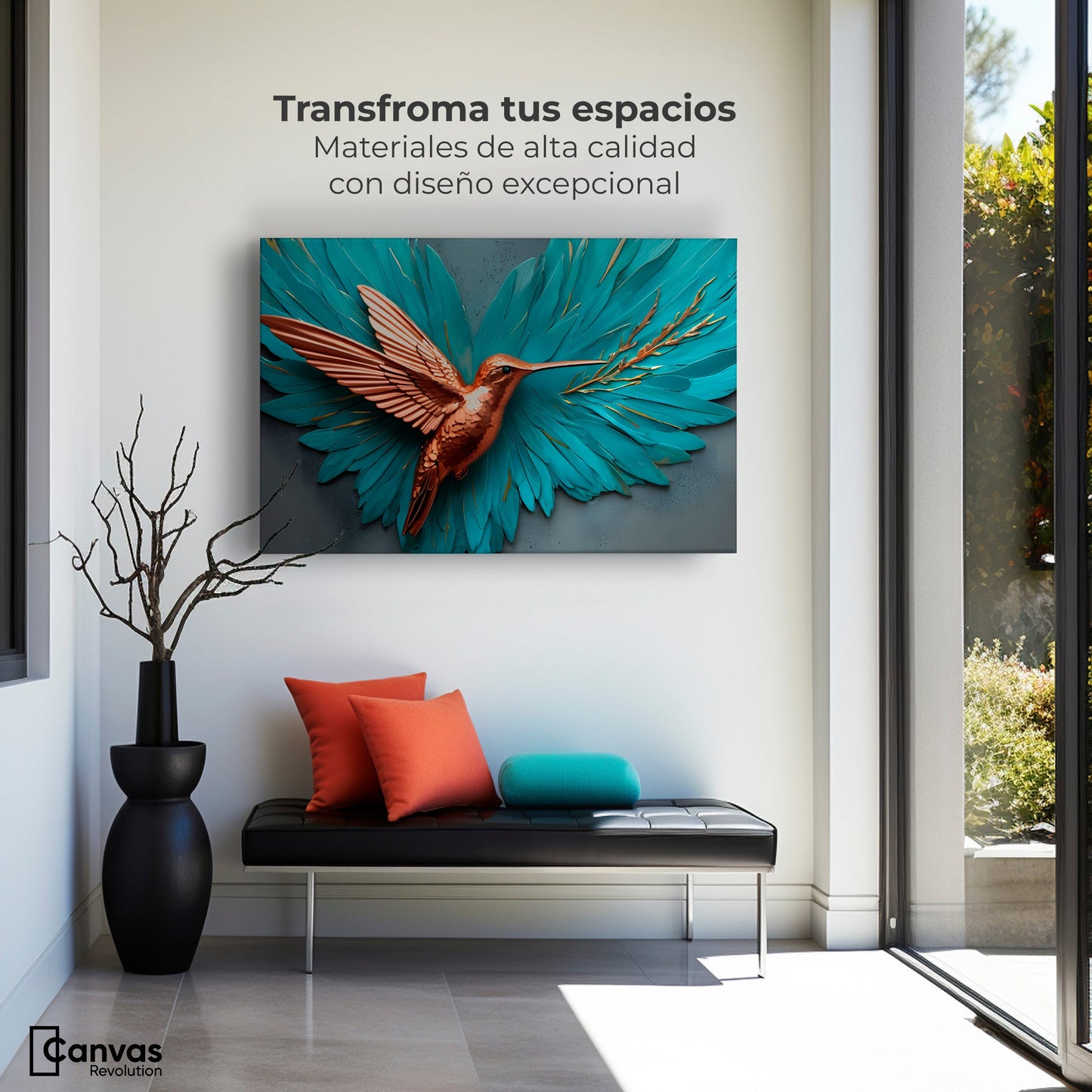 Cuadros Decorativos Canvas Revolution | Colibri Celeste | Montaje1