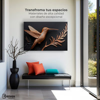 Cuadros Decorativos Canvas Revolution | Colibri Dorado | Montaje1