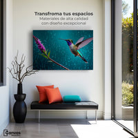 Cuadros Decorativos Canvas Revolution | Colibri Flor Lluvia | Montaje1