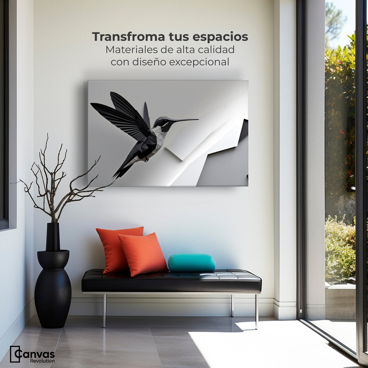 Cuadros Decorativos Canvas Revolution | Colibri Geometrico | Montaje1