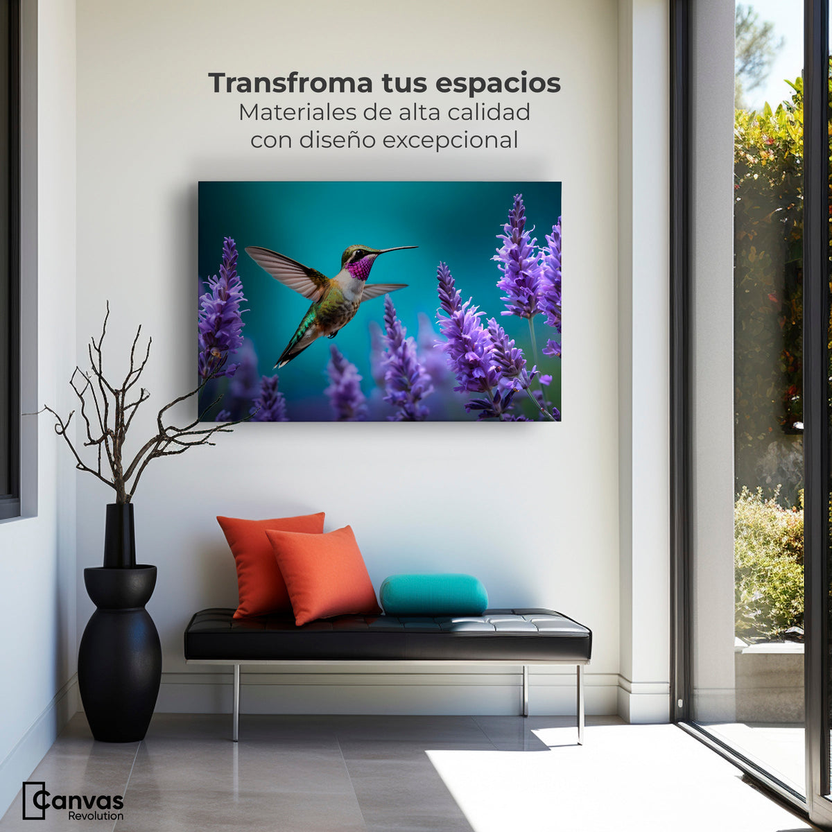 Cuadros Decorativos Canvas Revolution | Colibri Lavandas | Montaje1