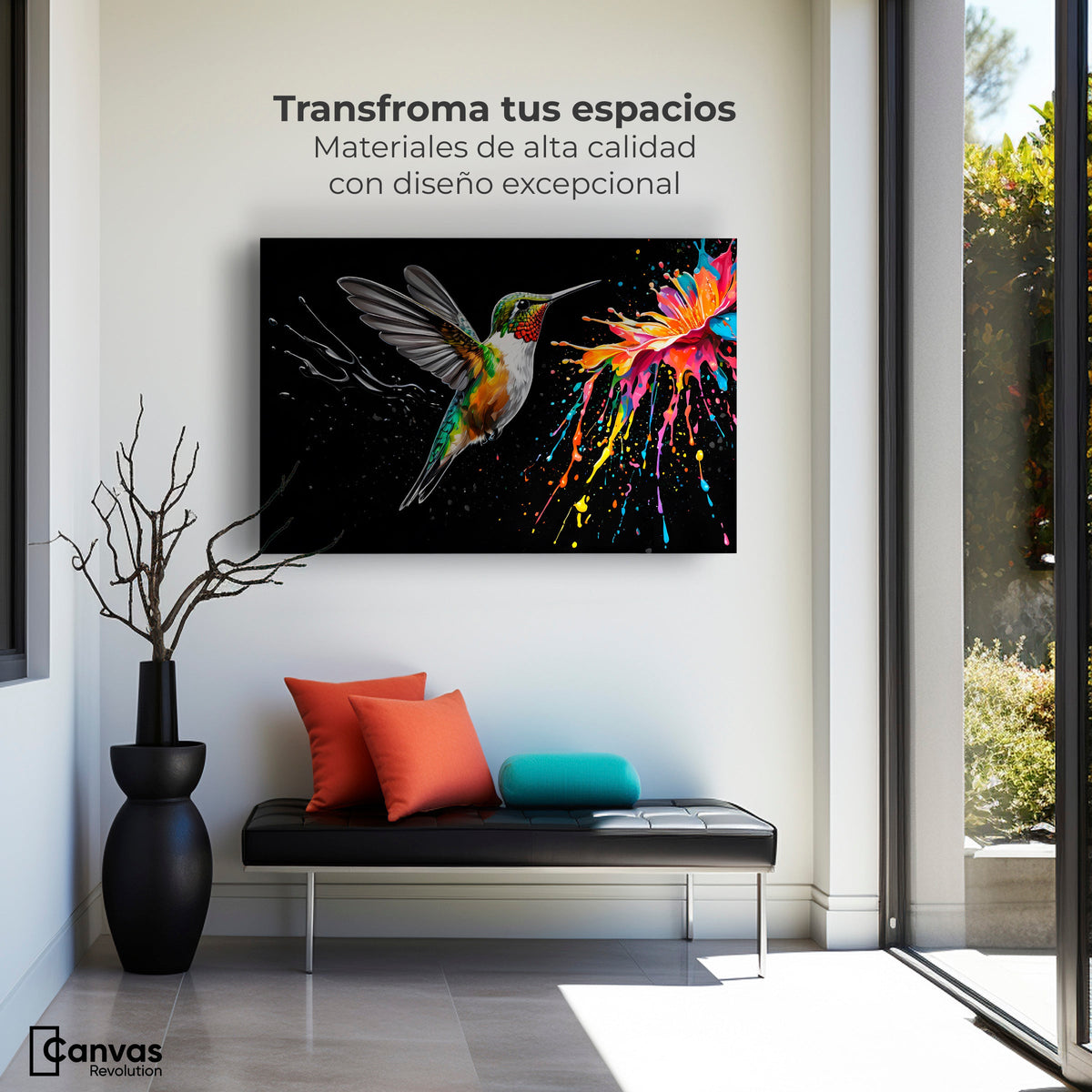 Cuadros Decorativos Canvas Revolution | Colibri Luminoso | Montaje1