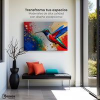 Cuadros Decorativos Canvas Revolution | Colibri Rocio Oro | Montaje1