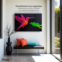 Cuadros Decorativos Canvas Revolution | Colibri Rosa Verde | Montaje1