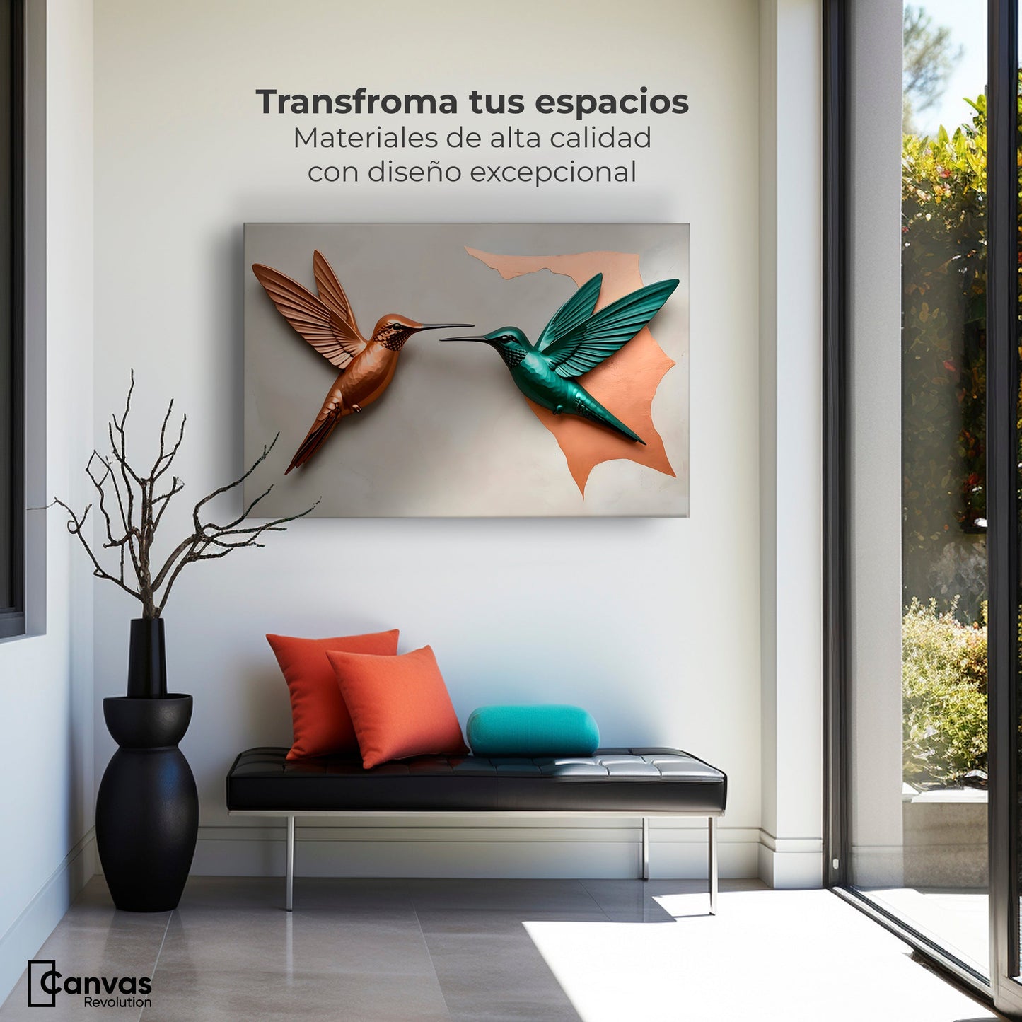 Cuadros Decorativos Canvas Revolution | Colibri Verde Cobre | Montaje1