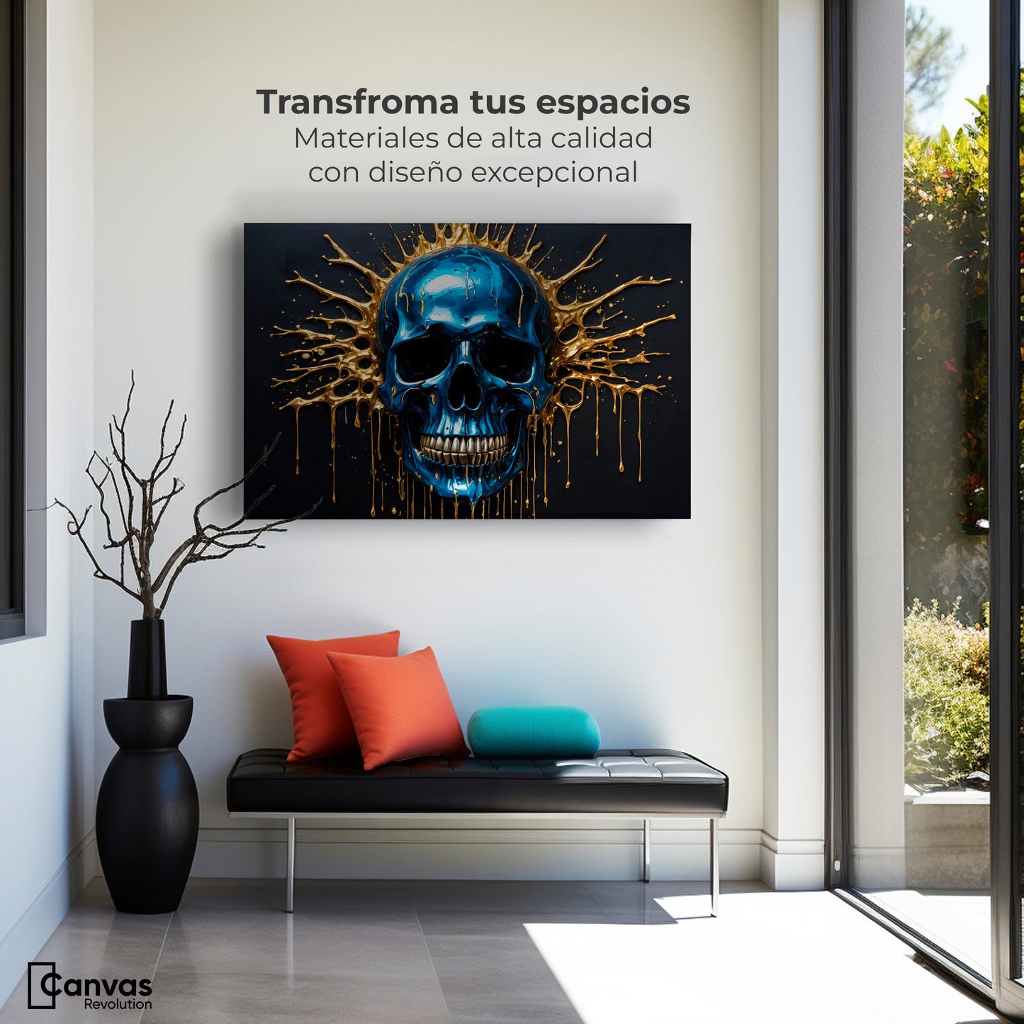 Cuadros Decorativos Canvas Revolution | Craneo Azul Zafiro | Montaje1