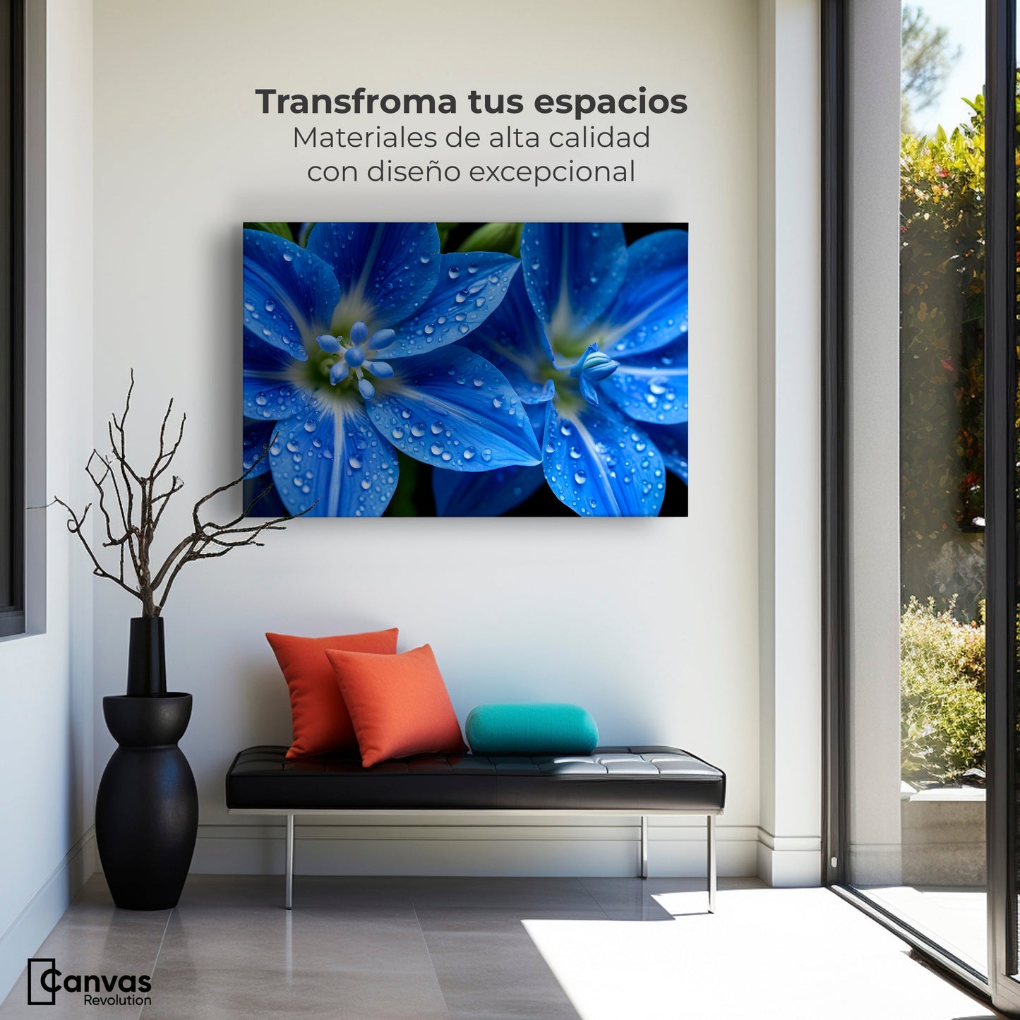 Cuadros Decorativos Canvas Revolution | Delphinium Azul | Montaje1