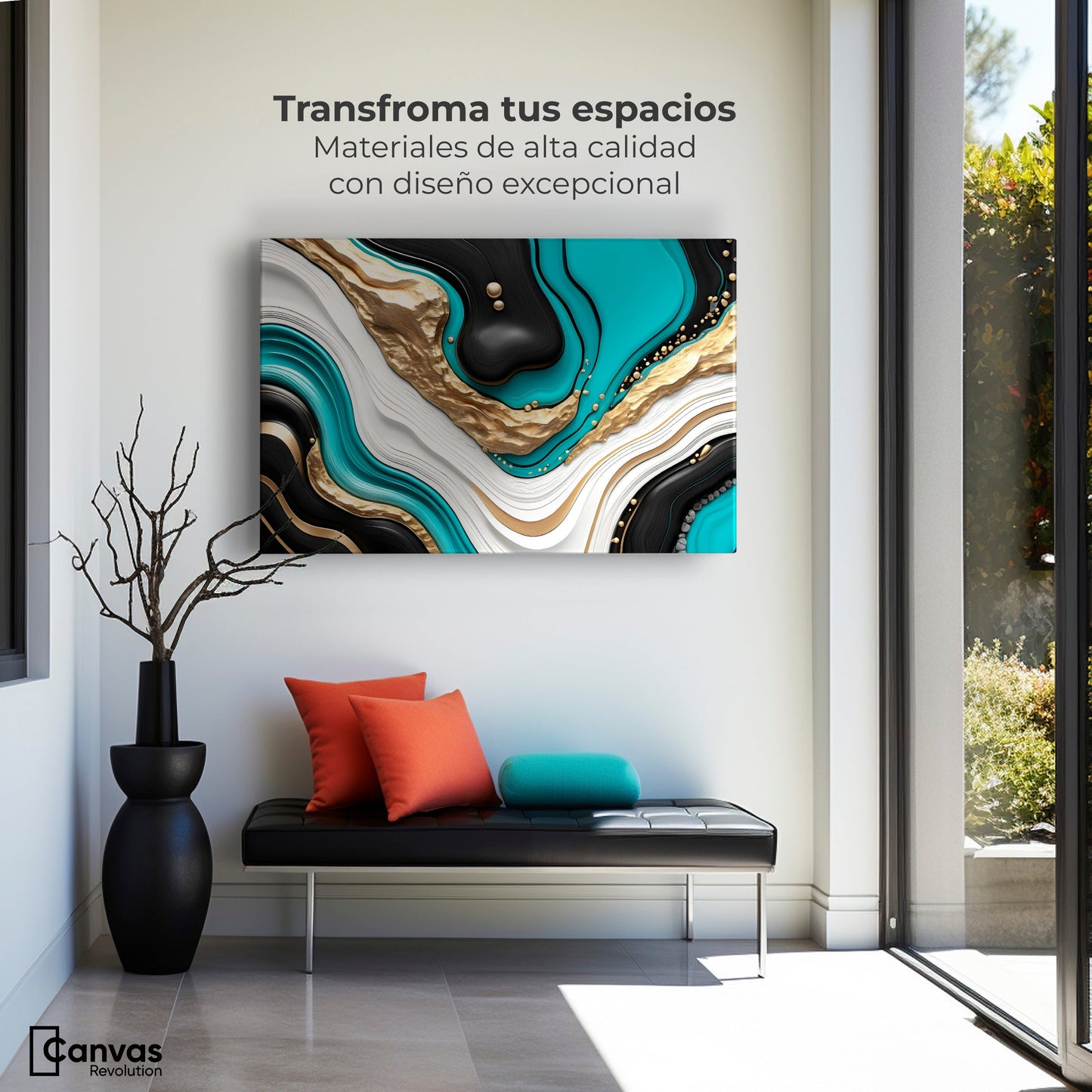 Cuadros Decorativos Canvas Revolution | Elegancia Fluida | Montaje1