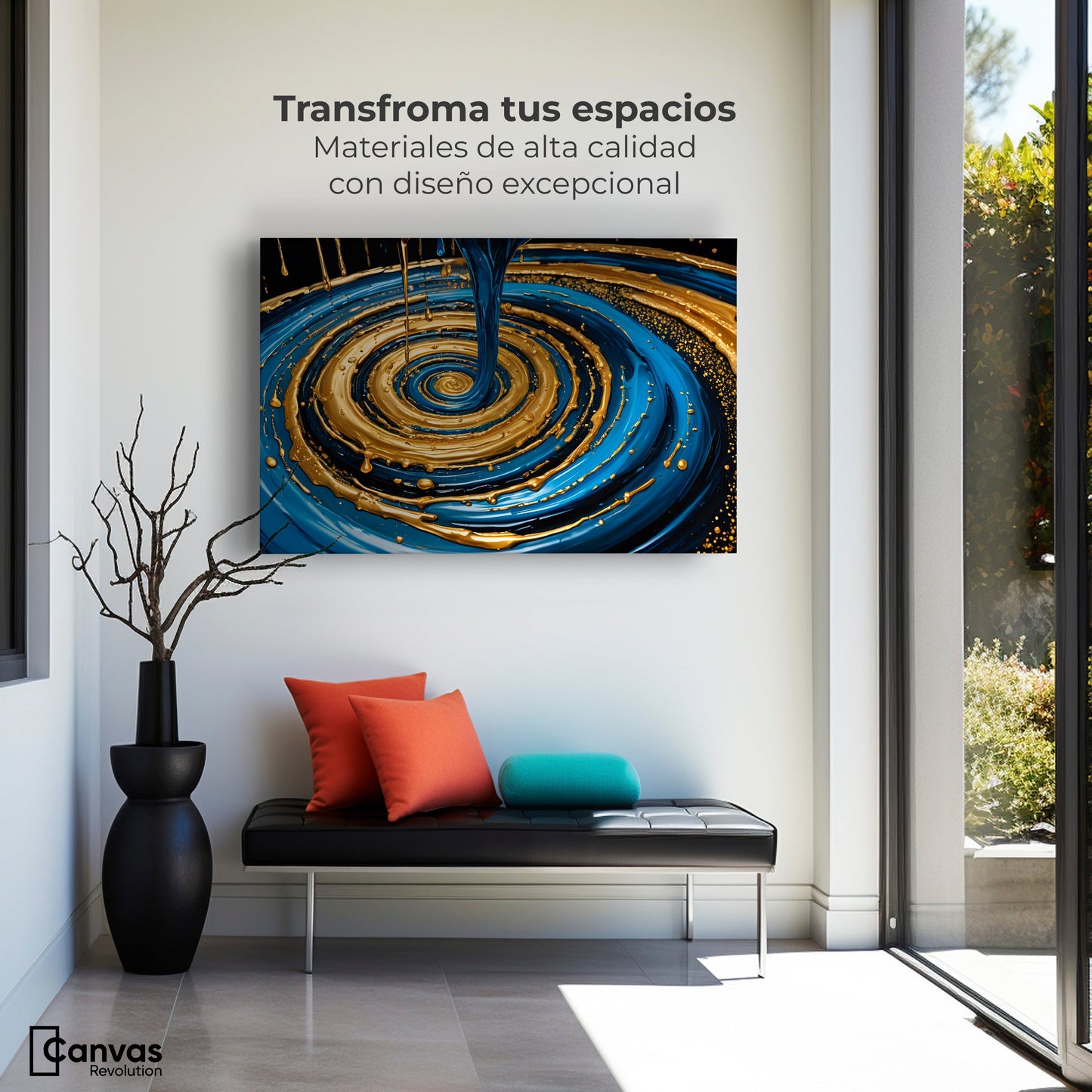 Cuadros Decorativos Canvas Revolution | Elegancia Oro Azul | Montaje1