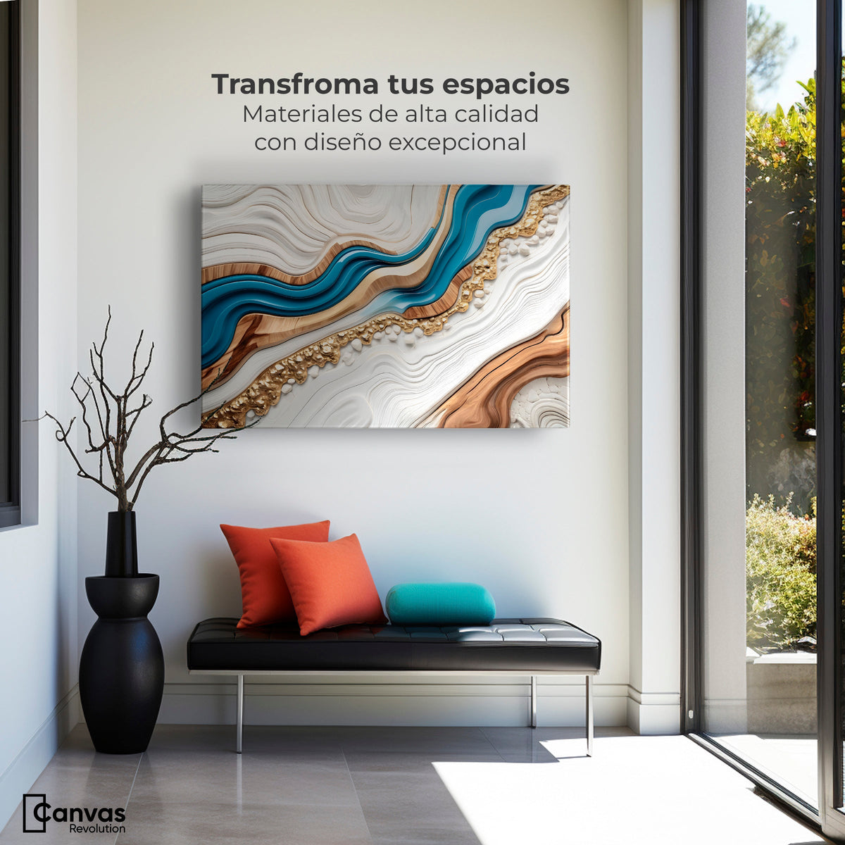 Cuadros Decorativos Canvas Revolution | Estratos Dorados | Montaje1