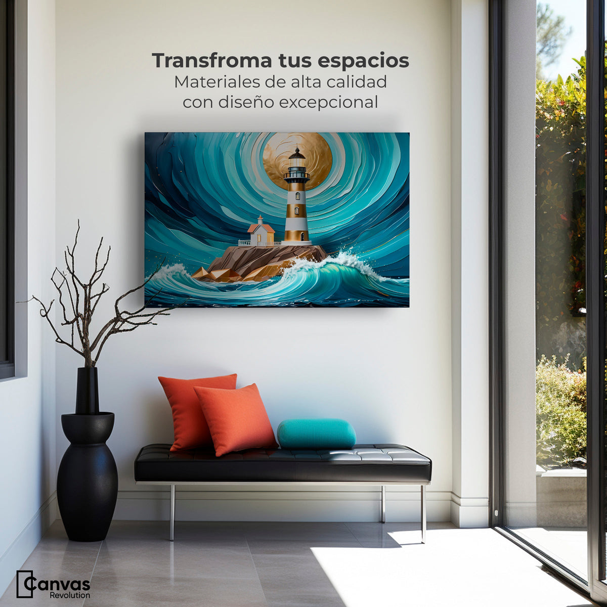 Cuadros Decorativos Canvas Revolution | Faro Del Mar Azul | Montaje1
