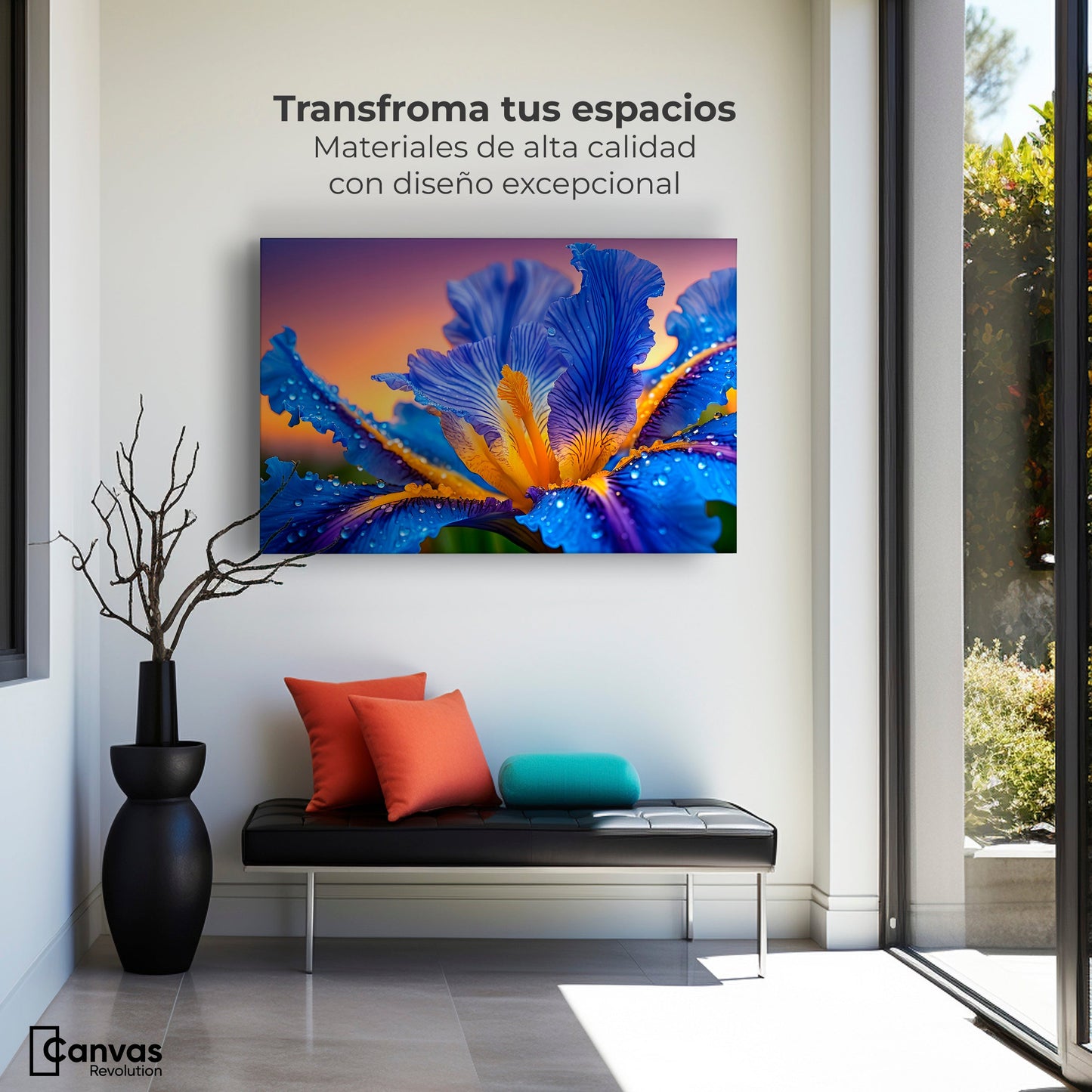 Cuadros Decorativos Canvas Revolution | Flor Iris Divino | Montaje1