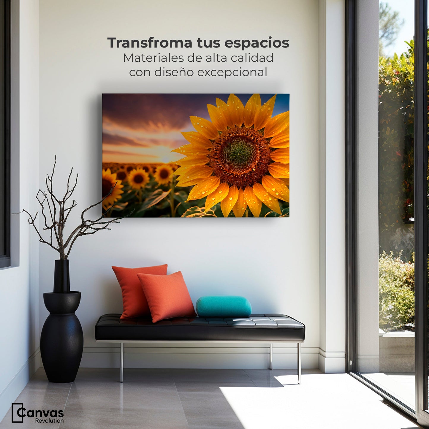 Cuadros Decorativos Canvas Revolution | Girasol Atardecer | Montaje1