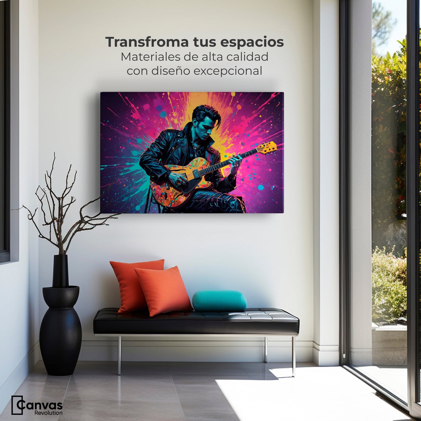 Cuadros Decorativos Canvas Revolution | Guitarrista Colores | Montaje1