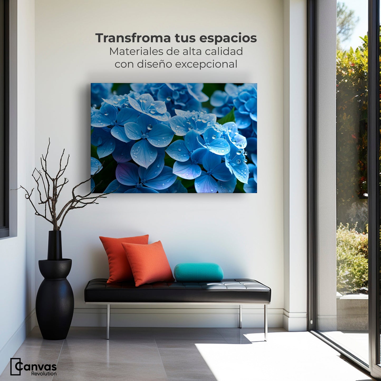 Cuadros Decorativos Canvas Revolution | Hortensia Azulada | Montaje1