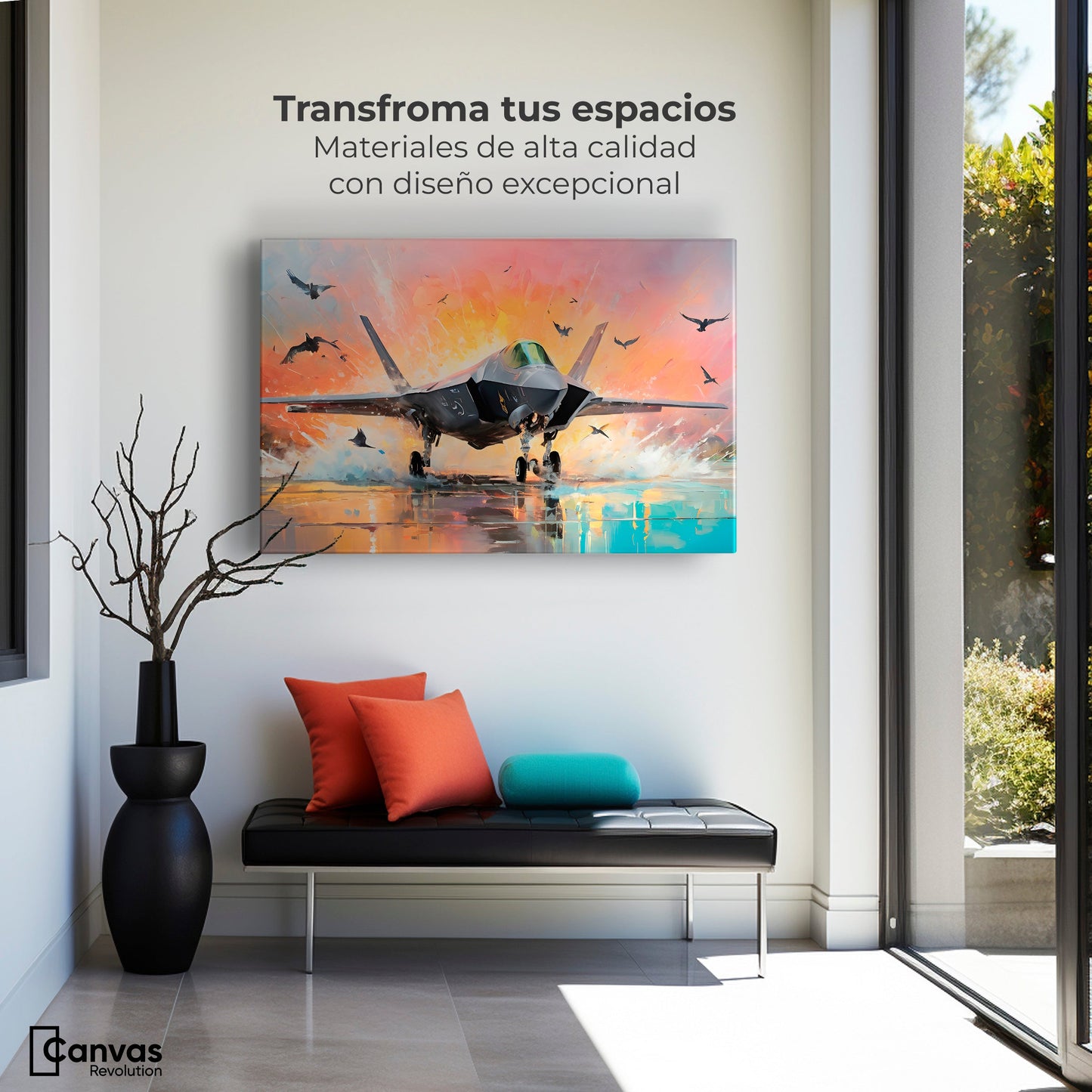 Cuadros Decorativos Canvas Revolution | Jet Pista Aerea | Montaje1