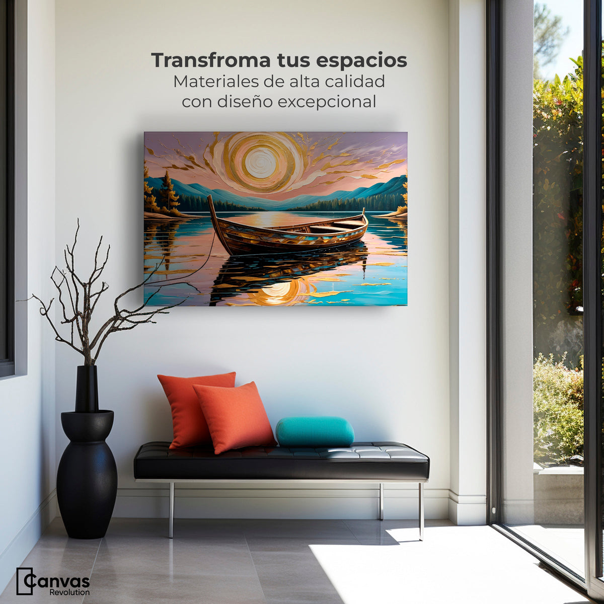Cuadros Decorativos Canvas Revolution | Lago De Luz Dorada | Montaje1