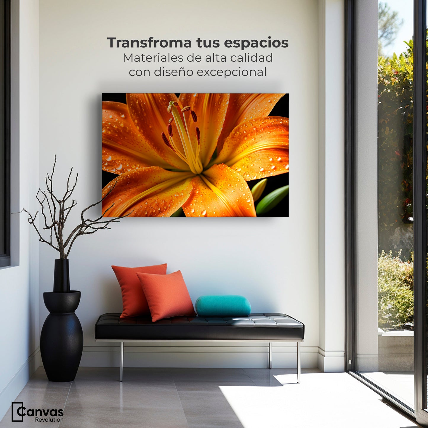 Cuadros Decorativos Canvas Revolution | Llama Lirio Macro | Montaje1