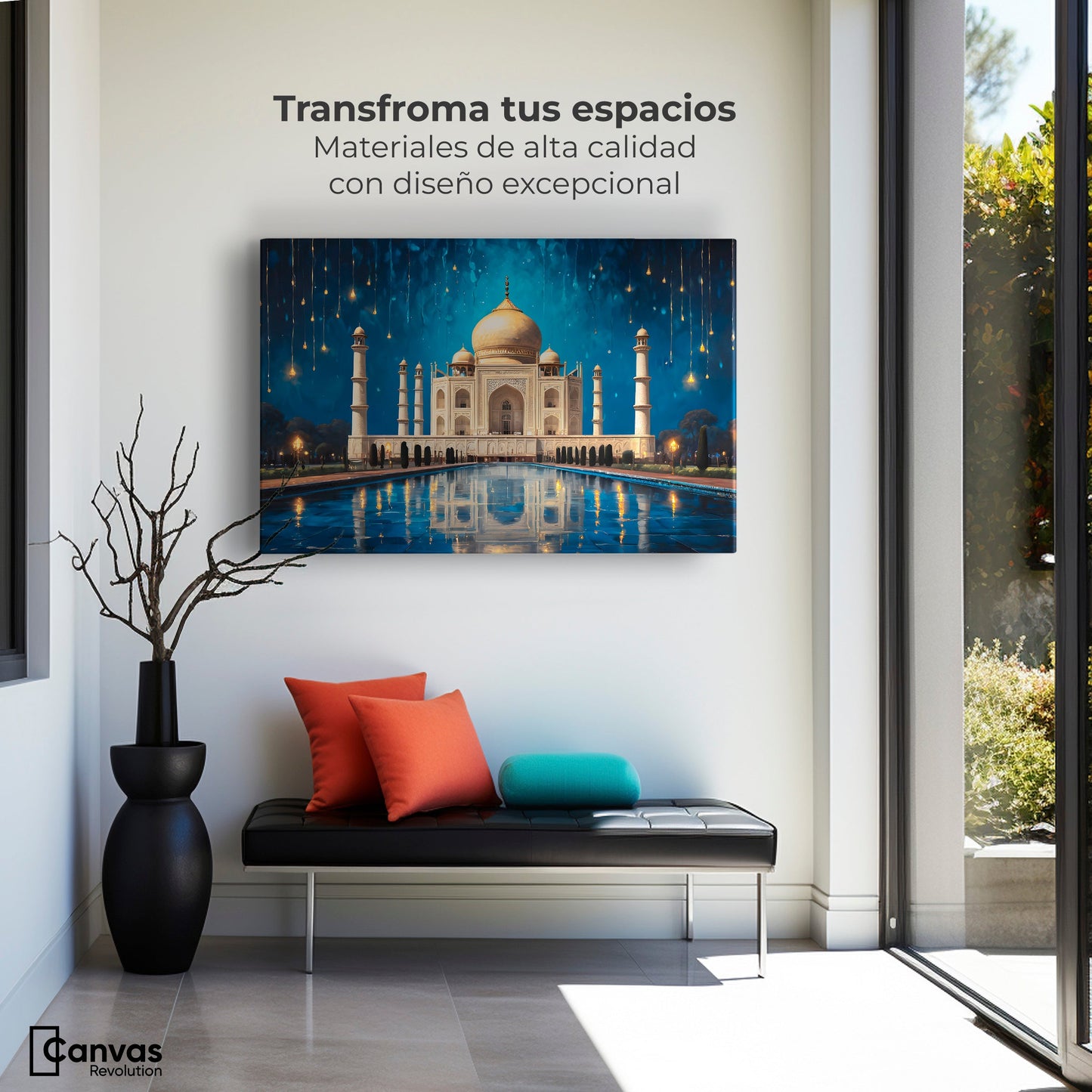 Cuadros Decorativos Canvas Revolution | Lluvia Taj Mahal | Montaje1