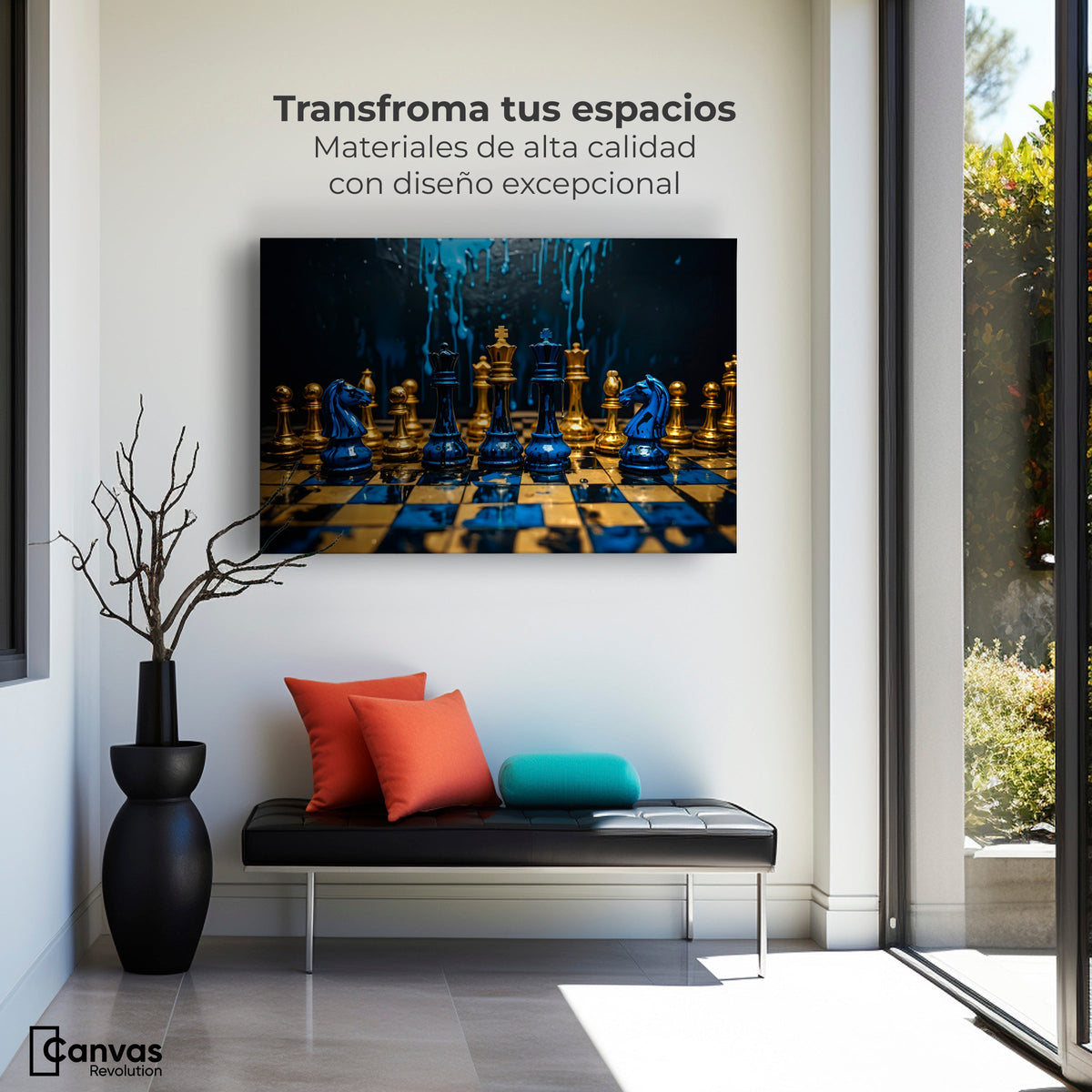 Cuadros Decorativos Canvas Revolution | Majestad Azul Oro | Montaje1