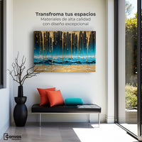 Cuadros Decorativos Canvas Revolution | Mar Nocturno Dorado | Montaje1