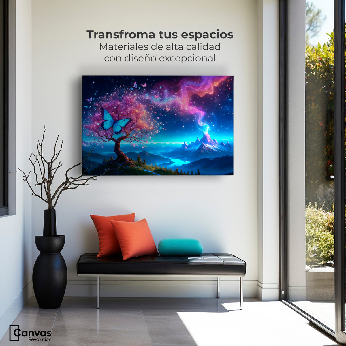 Cuadros Decorativos Canvas Revolution | Mariposa Cosmica | Montaje1