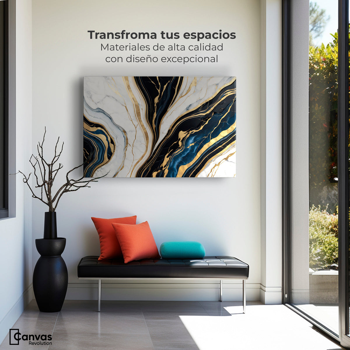 Cuadros Decorativos Canvas Revolution | Marmol Lujoso Oro | Montaje1