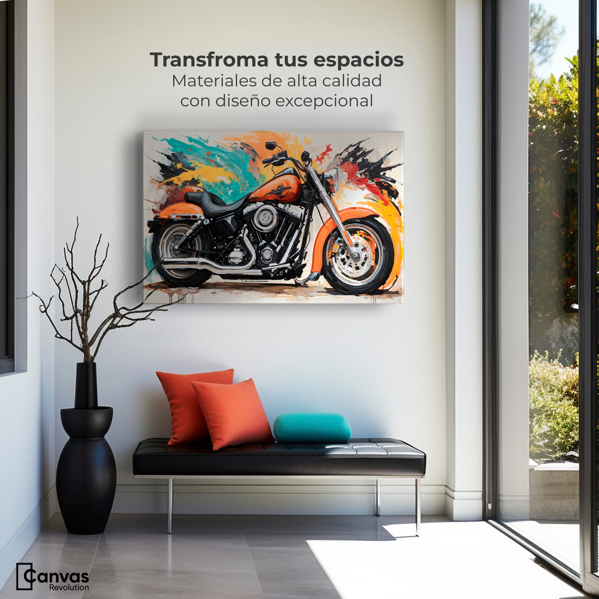 Cuadros Decorativos Canvas Revolution | Motocicleta Clasica | Montaje1